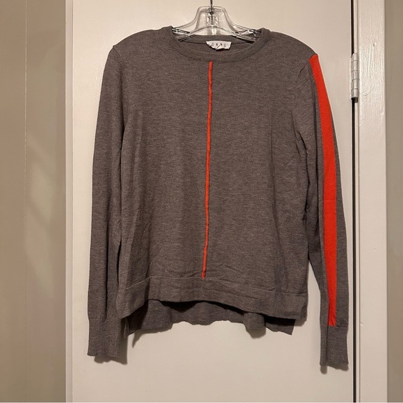 THML gray orange striped long sleeve crewneck sweater size S - Picture 2 of 8